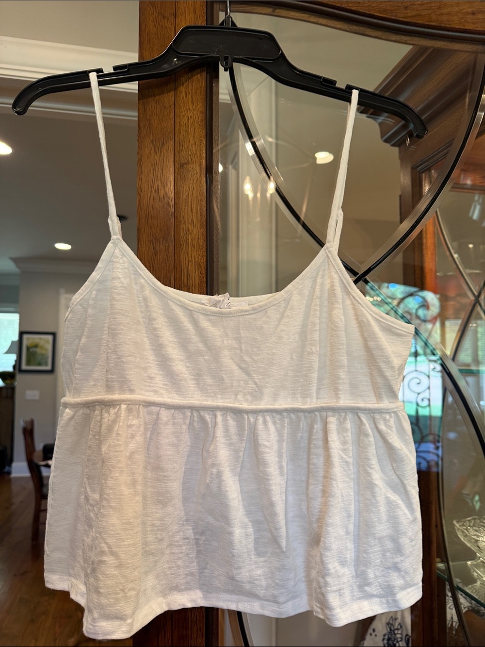Sadie & Sage White adjustable Peplum Camisole L